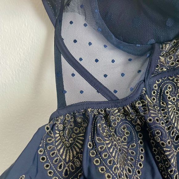 Gold Embroidered Tulle One-piece Swimsuit - Picture 14 of 15